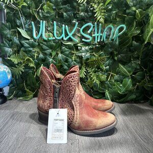 Circle G Corral Women's Shortie Boot Distressed Western Red Size 9 Cowgirl